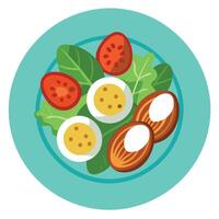 A plate of salad with eggs and pecans vector