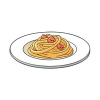 A refined plating of Guanciale Carbonara with neatly arranged pasta. creamy sauce. and crispy Guanci vector