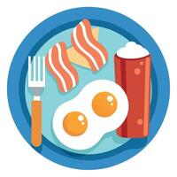 Breakfast of Fried Eggs and Bacon. vector