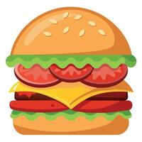 A bacon cheeseburger with tomato and onion vector