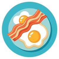 Fried eggs with bacon and cheese vector