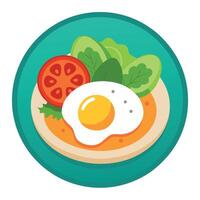 A plate of food with a fried egg on top of a salad vector