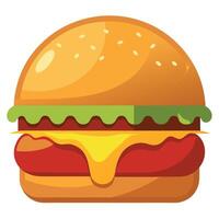 Burger beef meat with melted cheese isolated on white background vector
