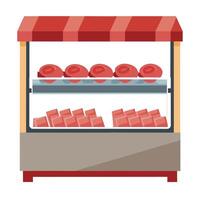 A display case showcasing fresh uncooked meat vector