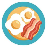 Fried eggs and bacon isolated on transparent background vector