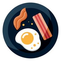 Big breakfast with bacon and scrambled eggs image in the dark background vector