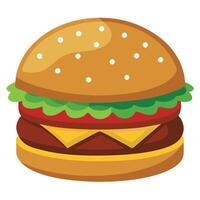 Grilled beef Burger isolated on a transparent background vector