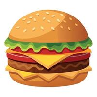 Classic Bacon Cheeseburger Render Isolated on Transparent Background vector