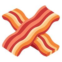 Cooked bacon rashers isolated on transparent or white background. vector
