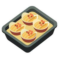 Clams casino topped with breadcrumbs. bacon. and Parmesan cheese on a tray. vector