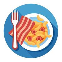 Bacon Mac and Cheese against a barbecue party setting vector
