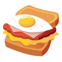 Sandwich with bacon. cheese and egg on a white background vector