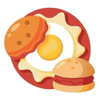 Bacon. egg. and cheese biscuit on white background vector