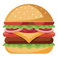 A large hamburger with bacon. onions vector