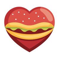A hamburger in a heart shape on a white background vector
