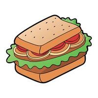 A sandwich with meat and vegetables on it vector