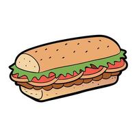 A cartoon sandwich with lettuce and tomatoes vector