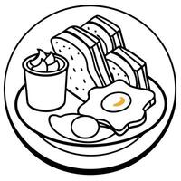Breakfast plate with eggs, toast and coffee vector