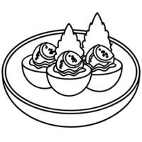 A plate with three eggs and a tree in the middle vector
