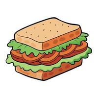 A sandwich with meat and lettuce on it vector