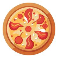 Chicken Bacon Ranch Pizza Elegance from Above On Transparent Background. vector