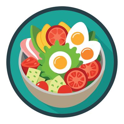 Classic American Cobb Salad Colorful main dish with bacon chicken eggs and tomato