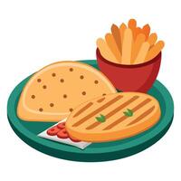 Grilled naan with fries. Created with Ai vector