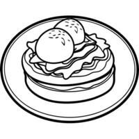 A drawing of a sandwich with eggs on it vector