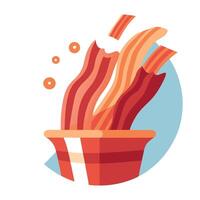 Bacon in a bowl with a slice of bacon vector