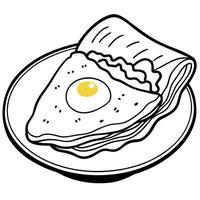 Pancakes with an egg on a plate vector