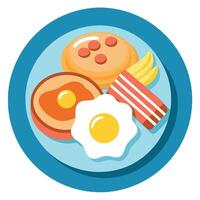Breakfast Plate with Fried Eggs. Pancakes. and Bacon vector