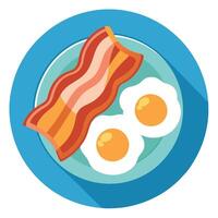Close-up of a breakfast plate with bacon and eggs vector