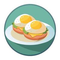 Close-up of eggs benedict on a plate vector