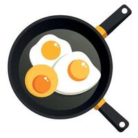 Fried eggs in a frying pan vector