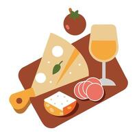 Board with jamon and cheese. Aperitif on the board vector