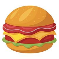 Crispy fried bacon burger on white background vector