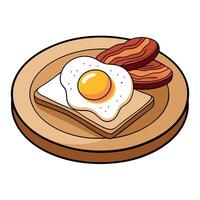 Breakfast with bacon and eggs on a plate vector