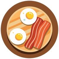 An illustration of bacon and eggs on a plate vector