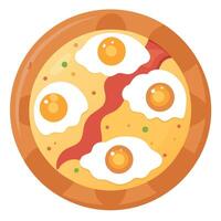 Delicious pizza with bacon and egg isolated. set vector