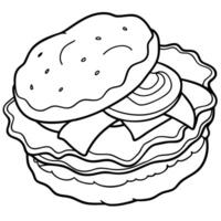 Appetizing bacon egg and cheese biscuit isolated on white background breakfast sandwich vector