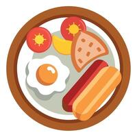 Breakfast platter with scrambled eggs. bacon. sausage. and toast vector