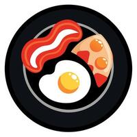 Fried eggs with bacon and tomato sauce on a black background. vector