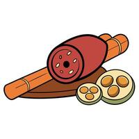 Italian prosciutto ham.parma ham. salami.beef olives and breadstick on dark background.Macro. vector