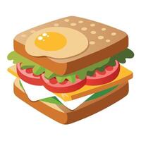 A sandwich with an egg on top and cheese vector
