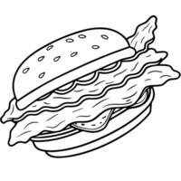Flying Burger with Bacon isolated on white transparent background. ultra realistic. vector