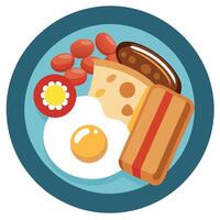 Full English Breakfast with Fried Eggs. Bacon. Beans and Toast. vector