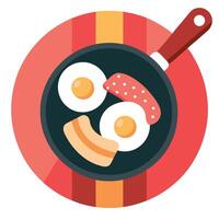 A pan of bacon and eggs vector