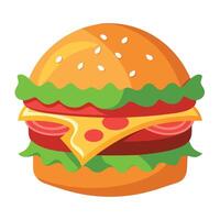 Hamburger with Bacon and salad vector