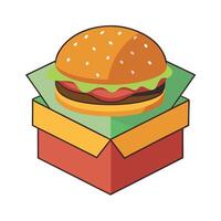 Hamburger in a box isolated on a white background vector