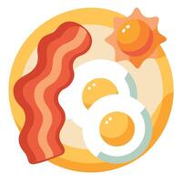 Crispy Bacon and Sunny-Side Up Eggs vector